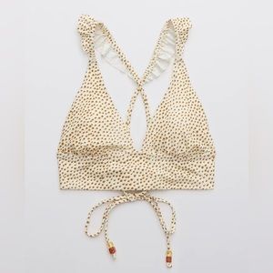NWT Aerie Printed Ruffle Tie Longline Triangle Bikini Top